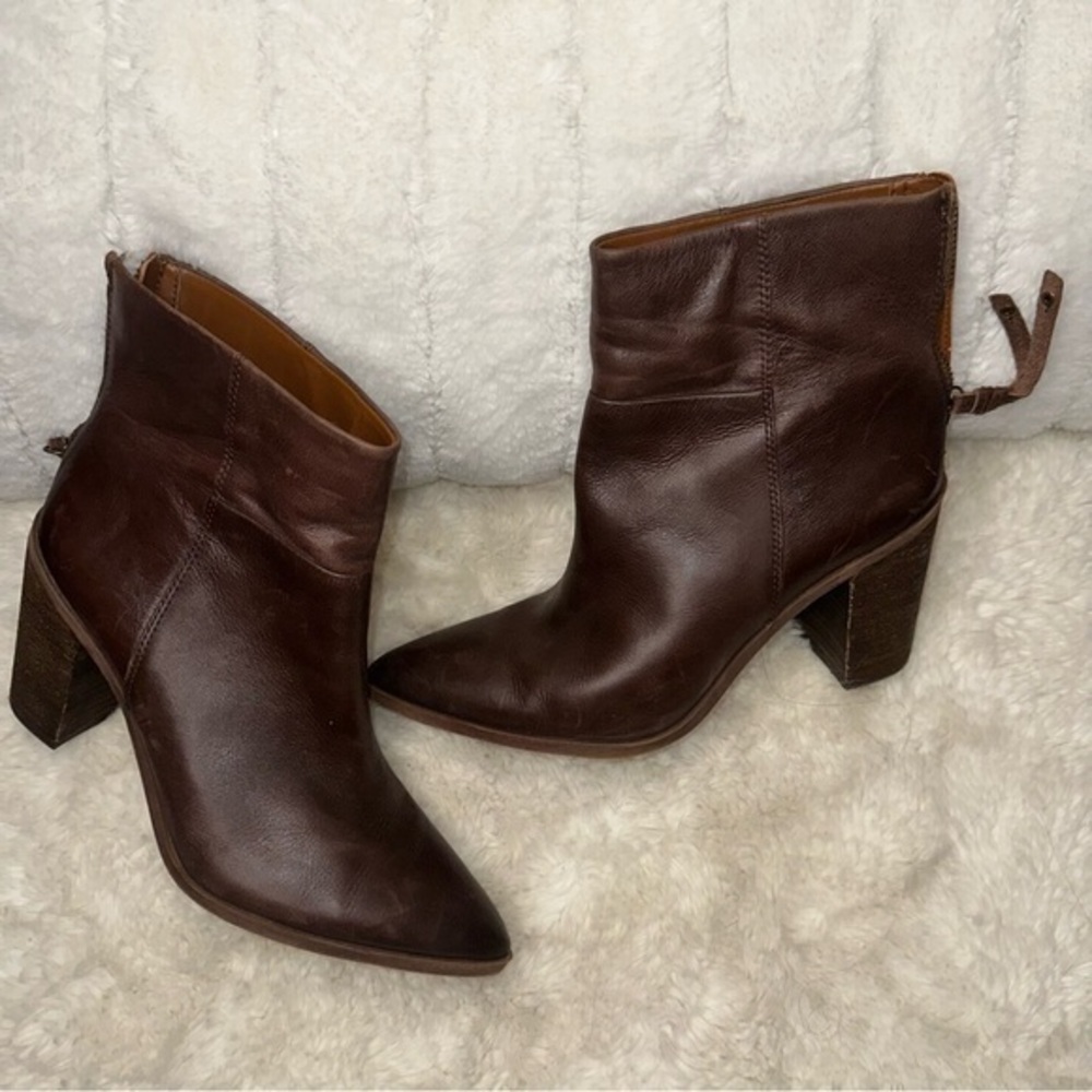 Franco Sarto Womens Marmalade Ankle Leather Heels Boots shoes 9